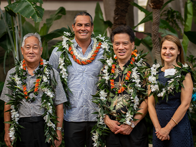 In October, we honored the 2022 Outstanding Professional Advisors in Philanthropy, with honorees from left to right: Sherman Shiraishi, William “Kumu” Belcher, Curtis Yuen, and Jennifer Rappenecker. 