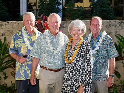 In August, HCF held an open house for donors and partners at our C. Brewer and Co. headquarters. Current and former HCF Board members were in attendance, as well, from left to right: Larry Johnson, Mike Pietsch, Judy Pietsch, and Anton Krucky.