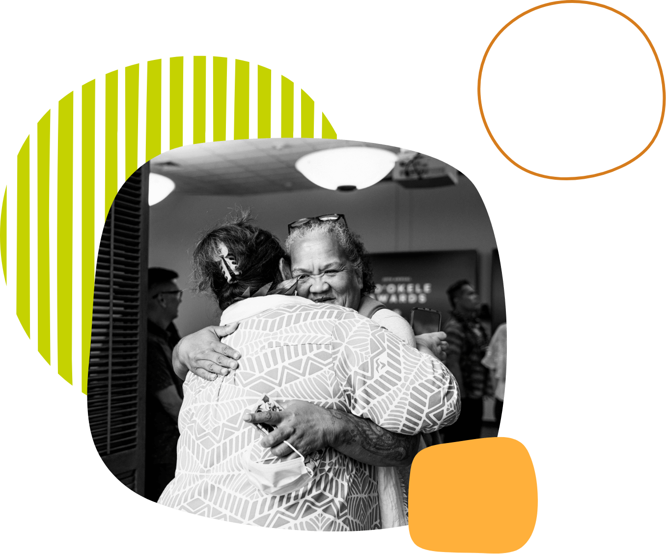 Two women sharing a big hug.